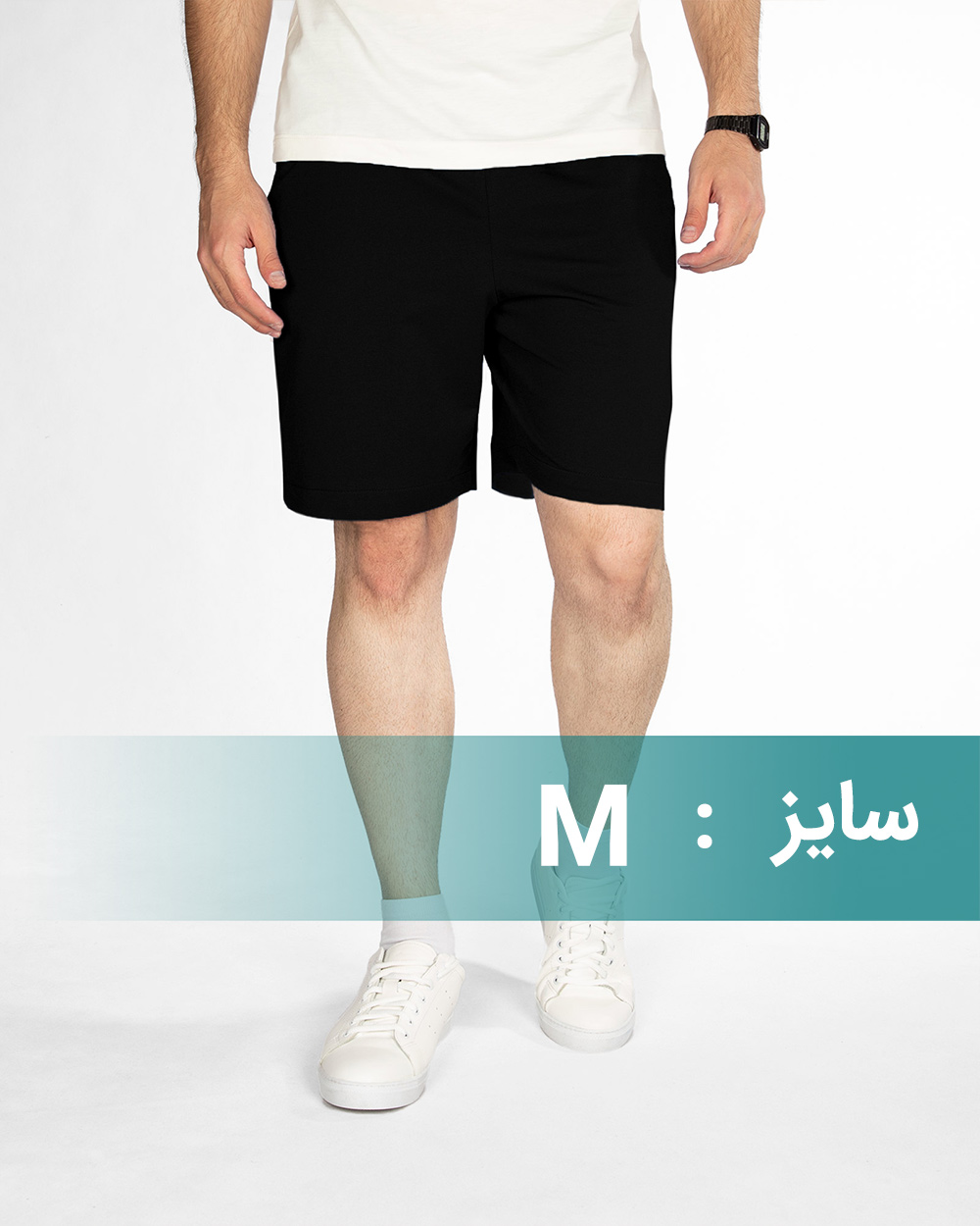 شلوارک مردانه نخی 5823 - مشکی