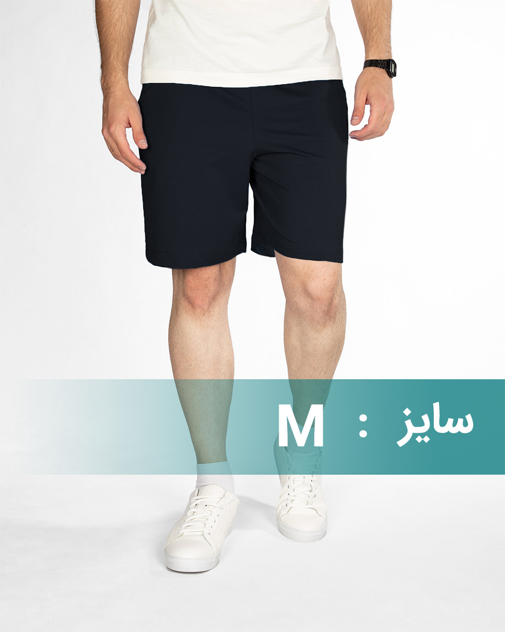 شلوارک مردانه نخی 5823 - سرمه‌ای تیره