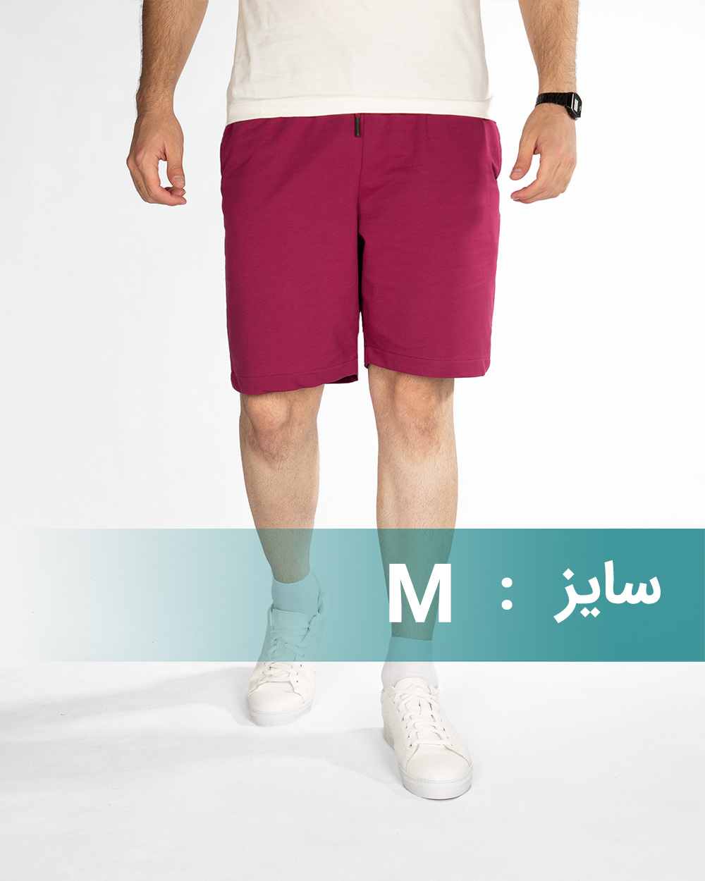 شلوارک مردانه نخی 5823 - سرخابى