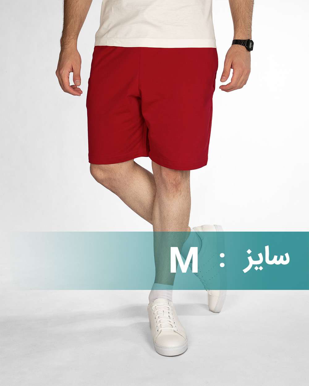 شلوارک مردانه نخی 5823 - قرمز