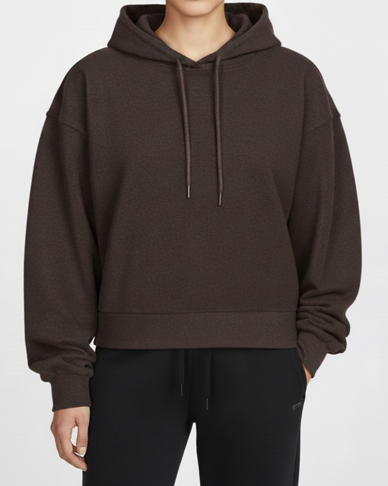 هودی کلاه دار ساده زنانه 3352 - کاکائویى