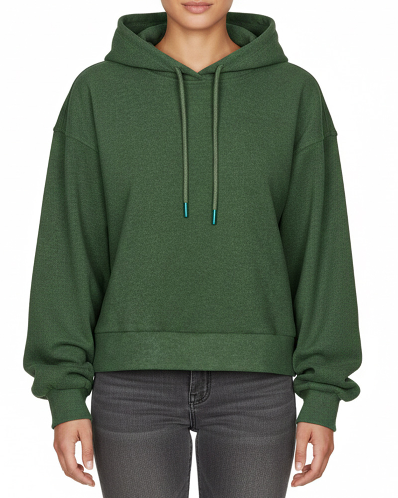 هودی کلاه دار ساده زنانه 3352 - سبز