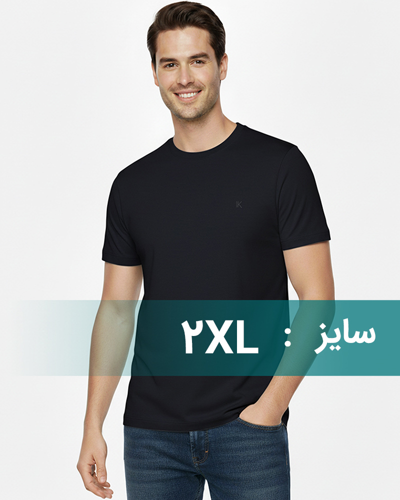 تیشرت مردانه ساده 00659 - سرمه‌ای تیره