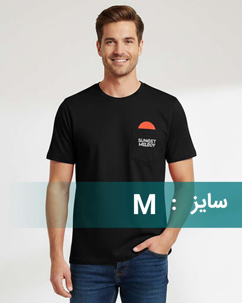 تیشرت مردانه نخی 00688 - مشکی