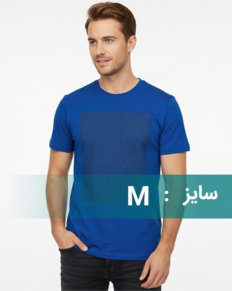 تیشرت نخی مردانه 2062 - آبی