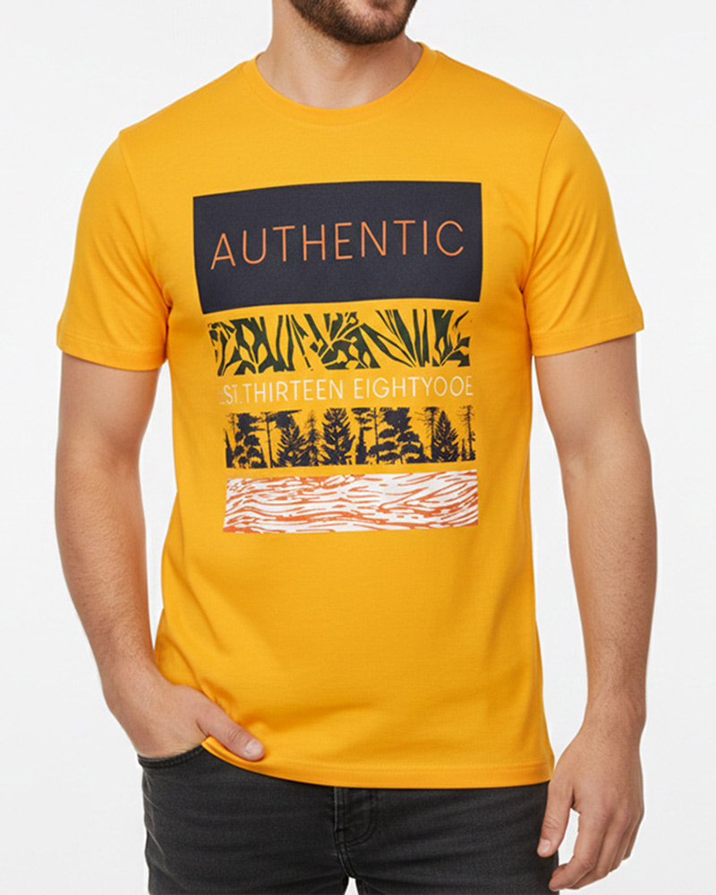تیشرت مردانه نخی 2066 - عسلی
