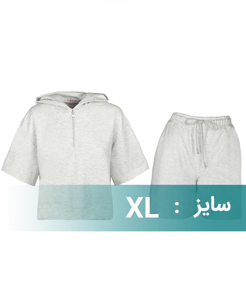 ست راحتی تیشرت و شلوارک زنانه 2162 - طوسی کمرنگ
