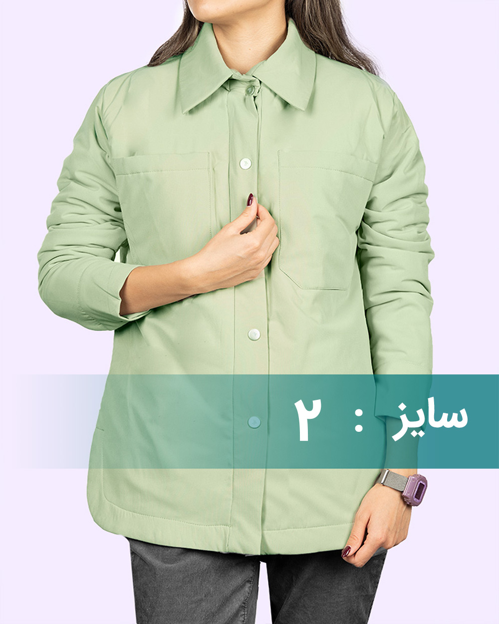 کاپشن زنانه ساده 3018 - سبز زمردی