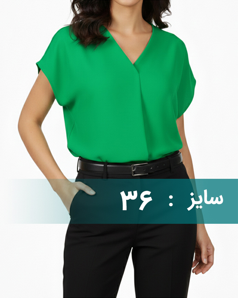 شومیز ساده یقه هفت زنانه 304375 - سبز کمرنگ