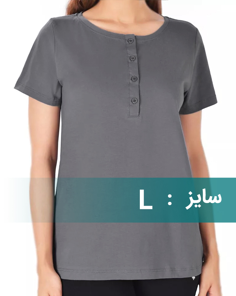 تیشرت ساده نخ پنبه زنانه 3710 - خاکستری