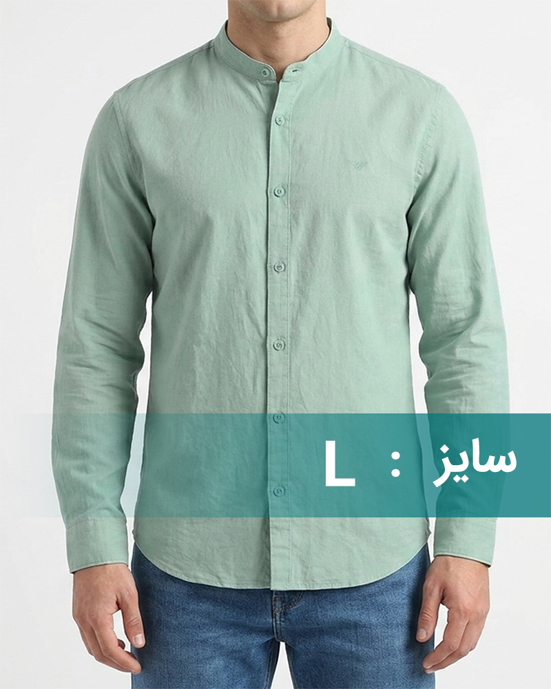 پیراهن یقه دیپلمات مردانه 4425 - سبز زمردی