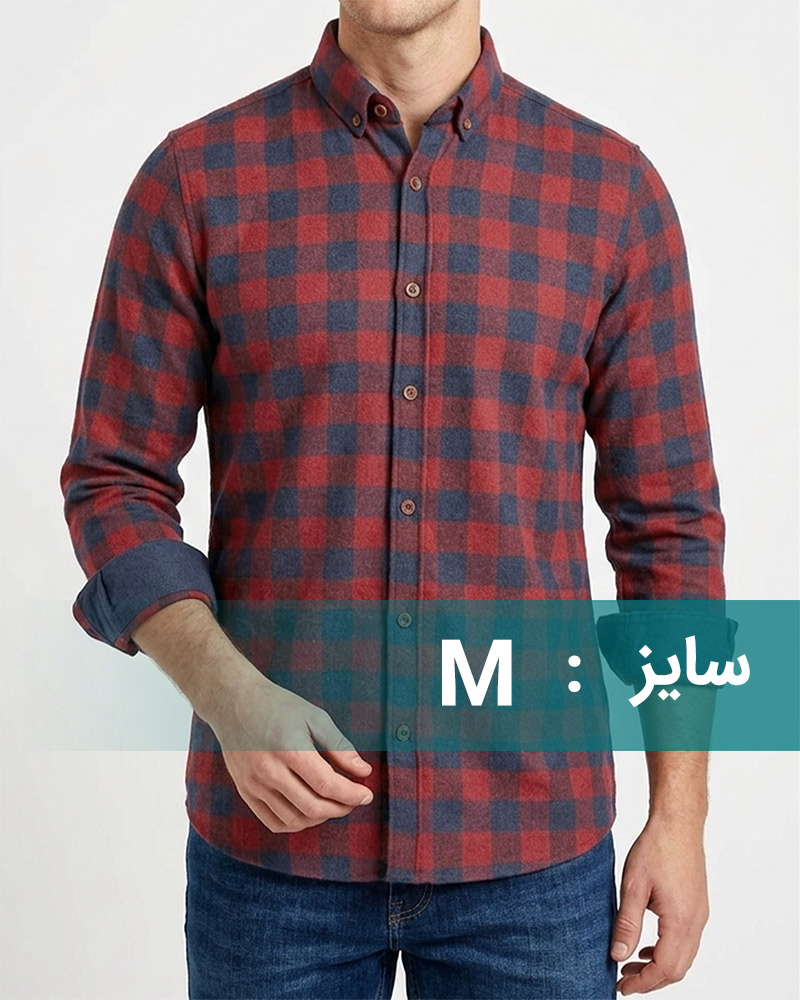 پیراهن مردانه پشمی 4429 - سرمه‌ای قرمز
