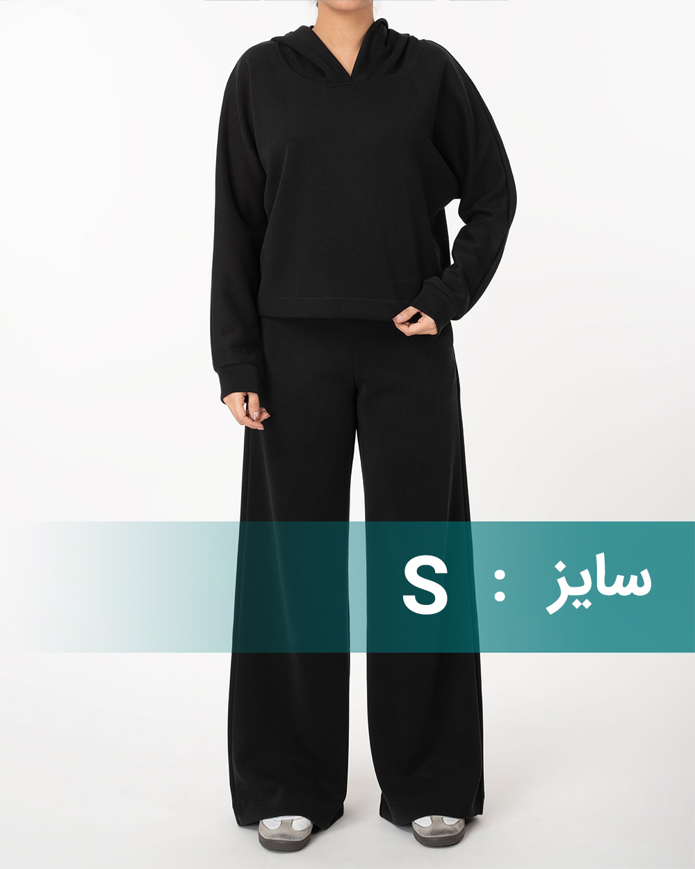 ست هودی و شلوار اویشو زنانه مشکی 490009 - مشکی