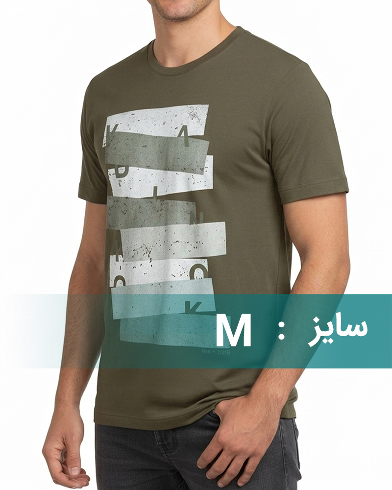 تیشرت نخی مردانه RVK198-T2 - زیتونى