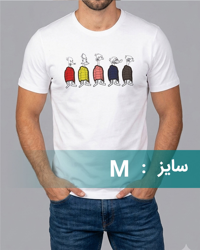 تیشرت طرح دار مردانه وادین کوک 011046 - سفید