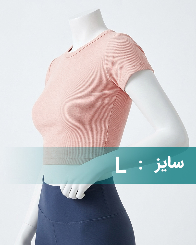 کراپ تیشرت کبریتی زنانه 01845 - هلویی سیر