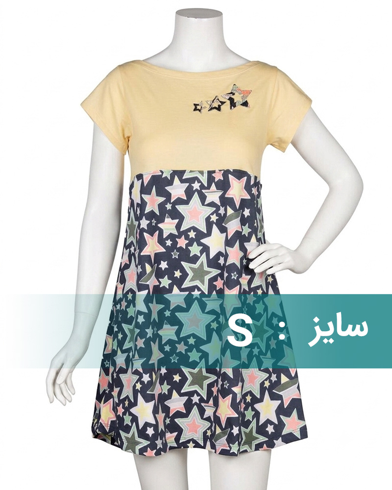 پیراهن نخی زنانه 0936 - لیمویى