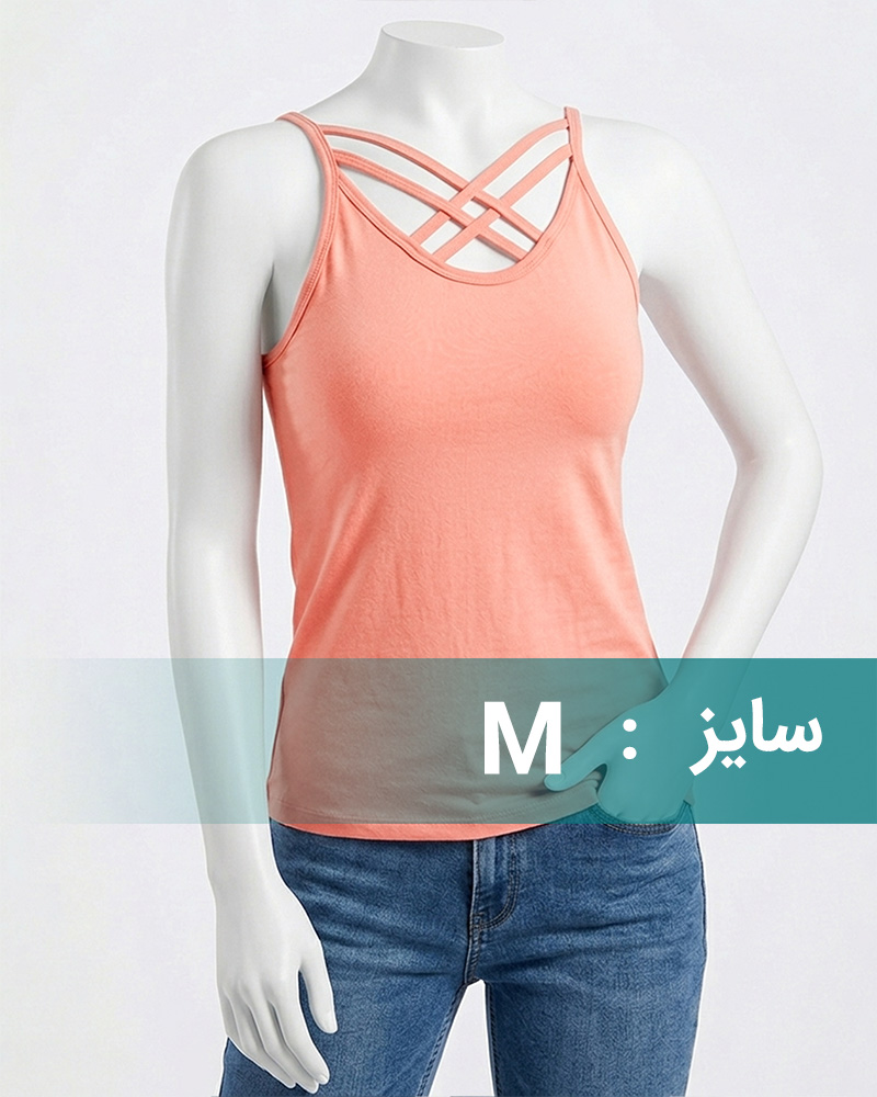 تاپ زنانه بند ضربدری 1653 - صورتی