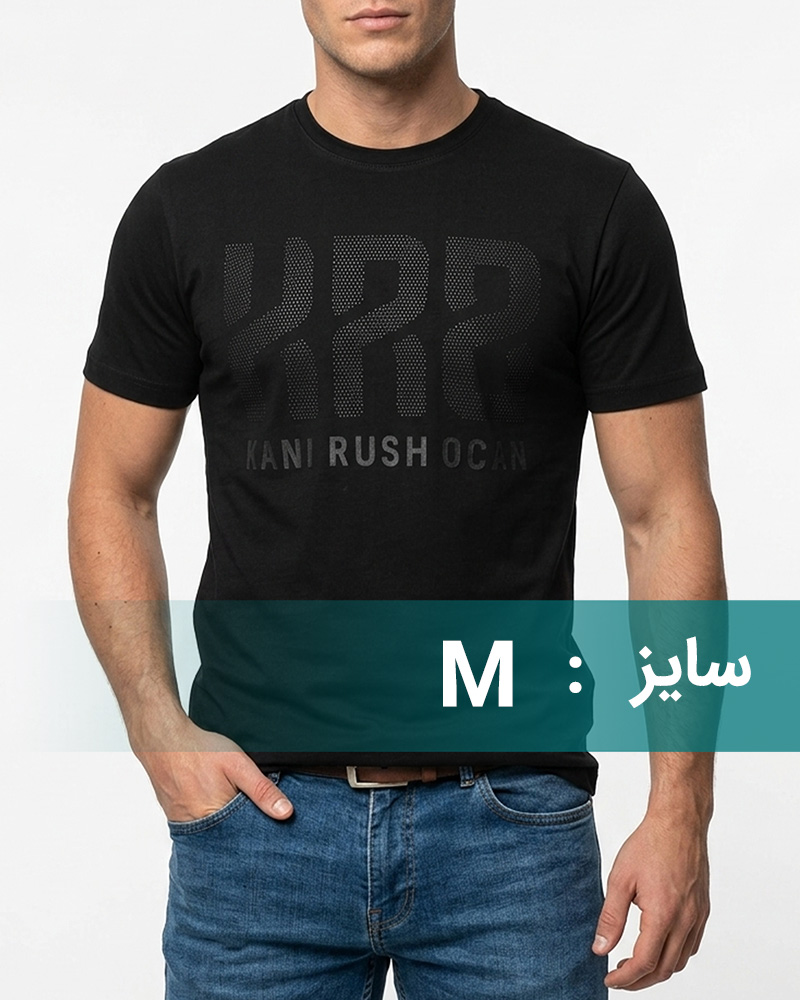 تیشرت طرح دار مردانه 2112 - مشکی