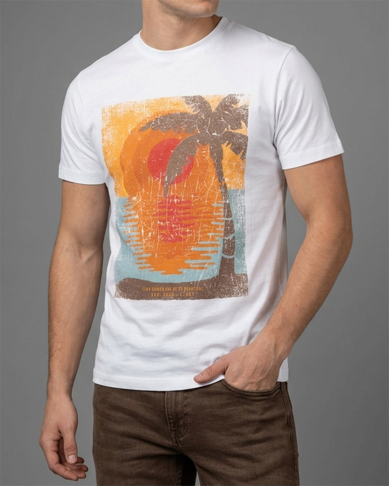 تیشرت نخی مردانه 2196 - سفید