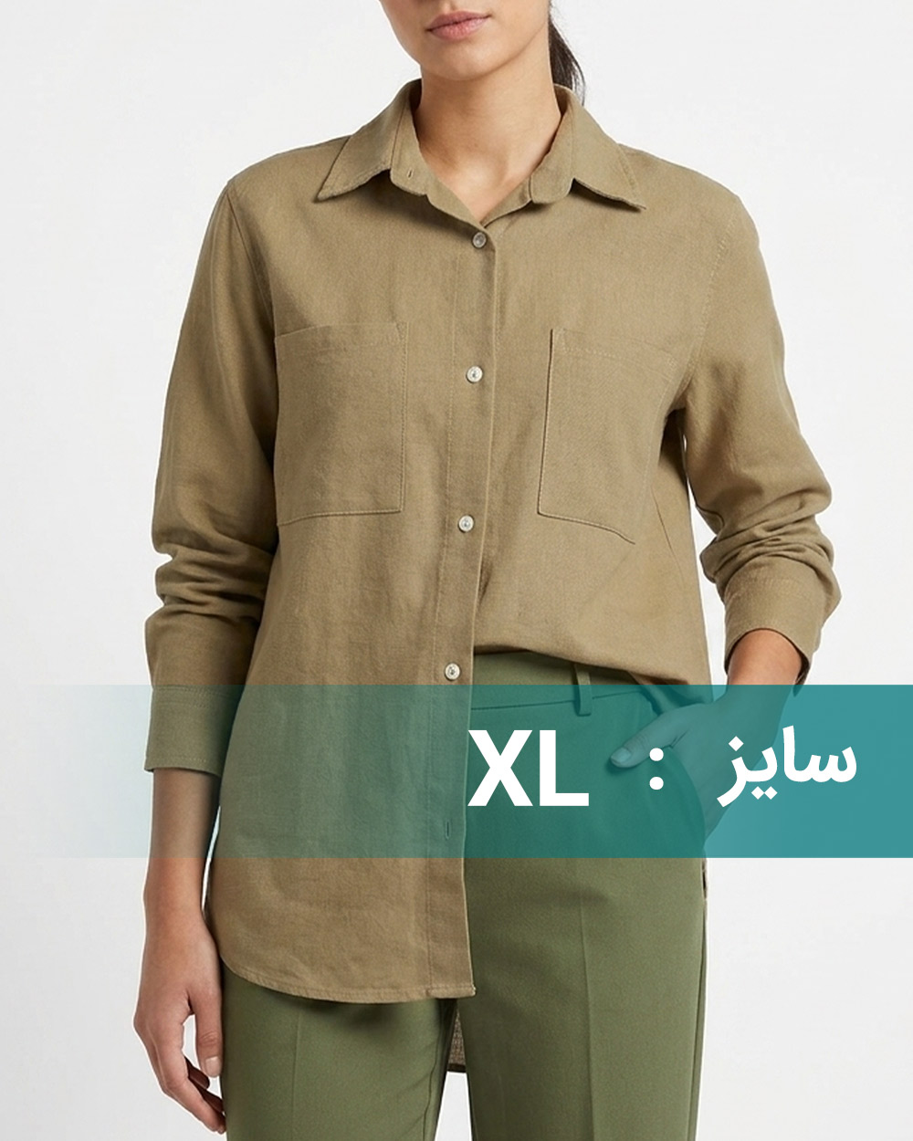 شومیز زنانه ساده 2432 - خاکی