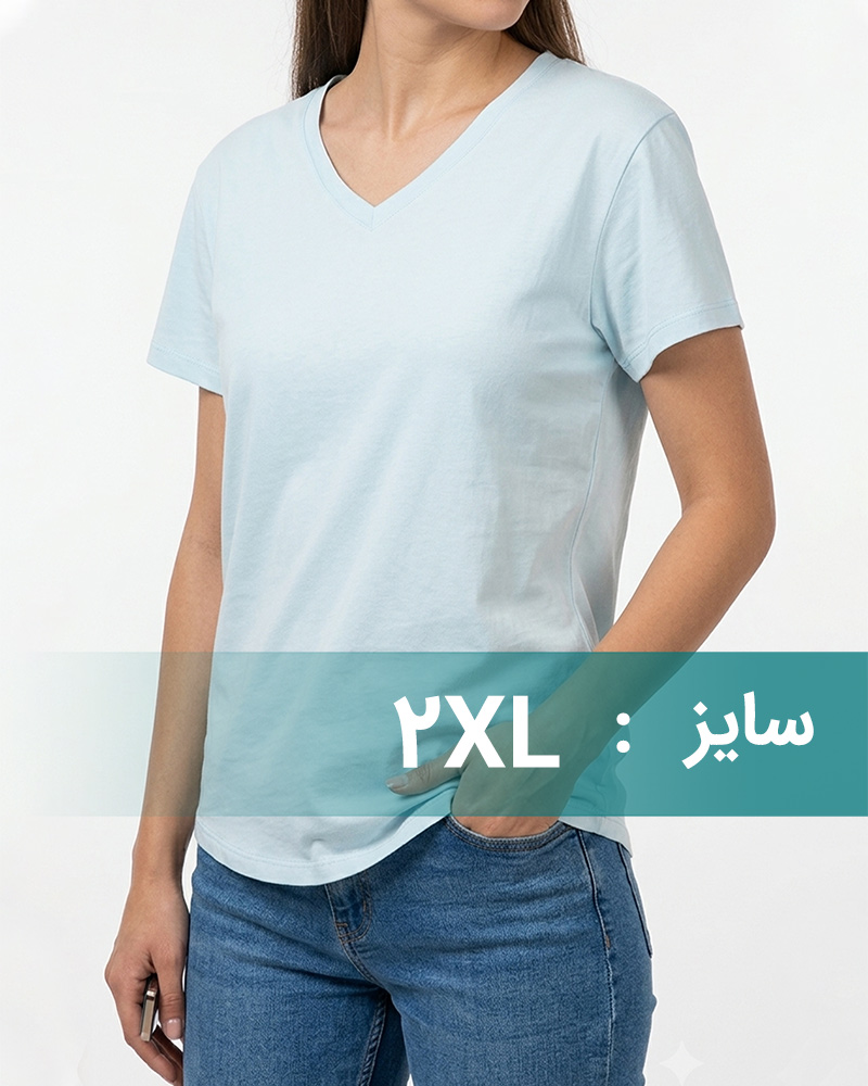 تیشرت نخی زنانه 2554 - آبی آسمانی