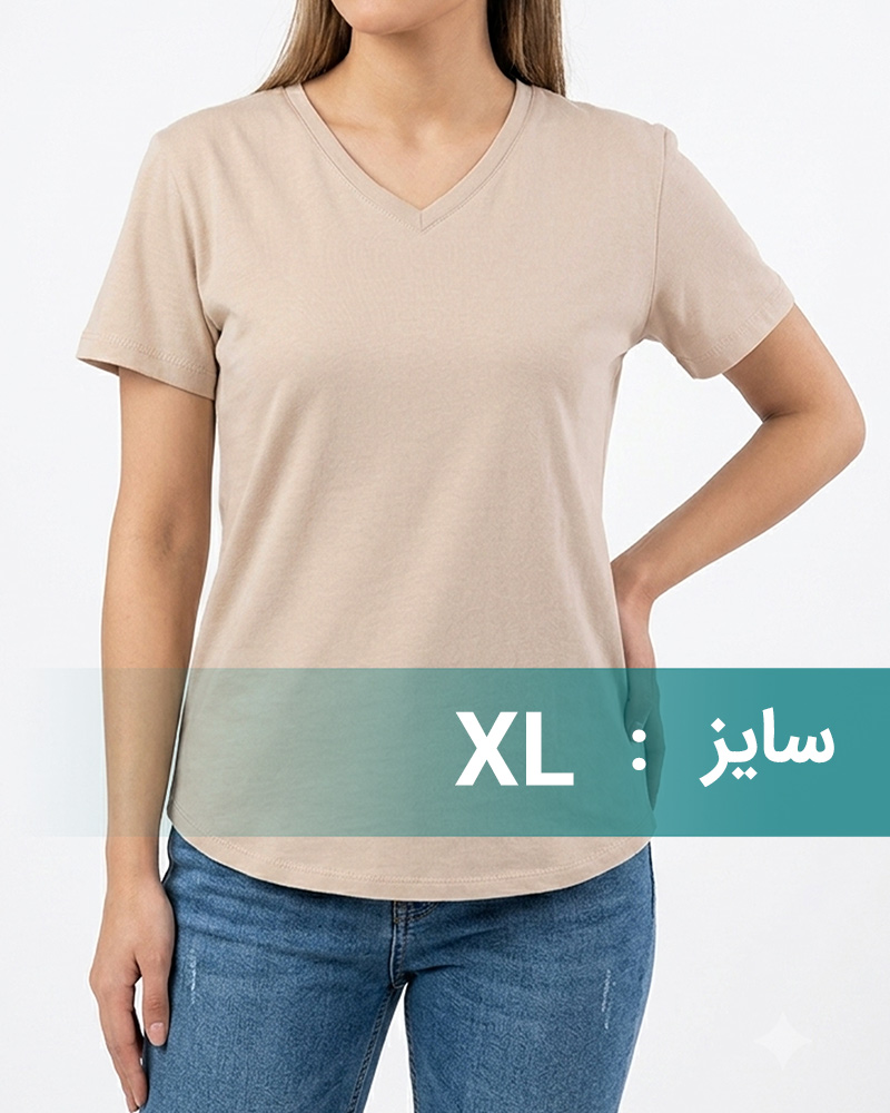 تیشرت نخی زنانه 2554 - کرمى