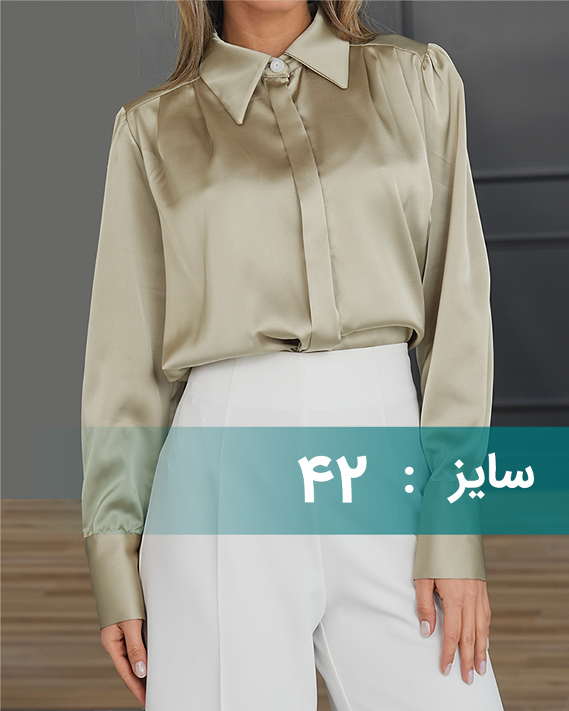 شومیز ساتن زنانه ساده 307335 - بژ