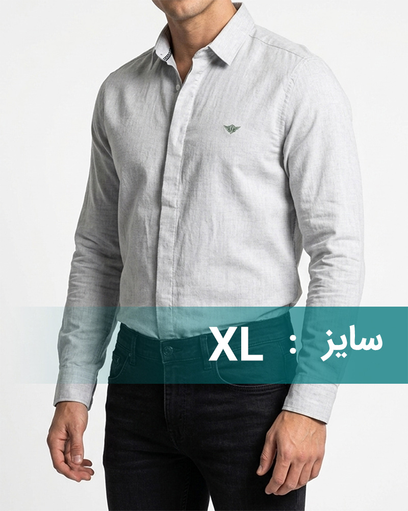 پیراهن مردانه آستین بلند نخی 4539 - طوسی