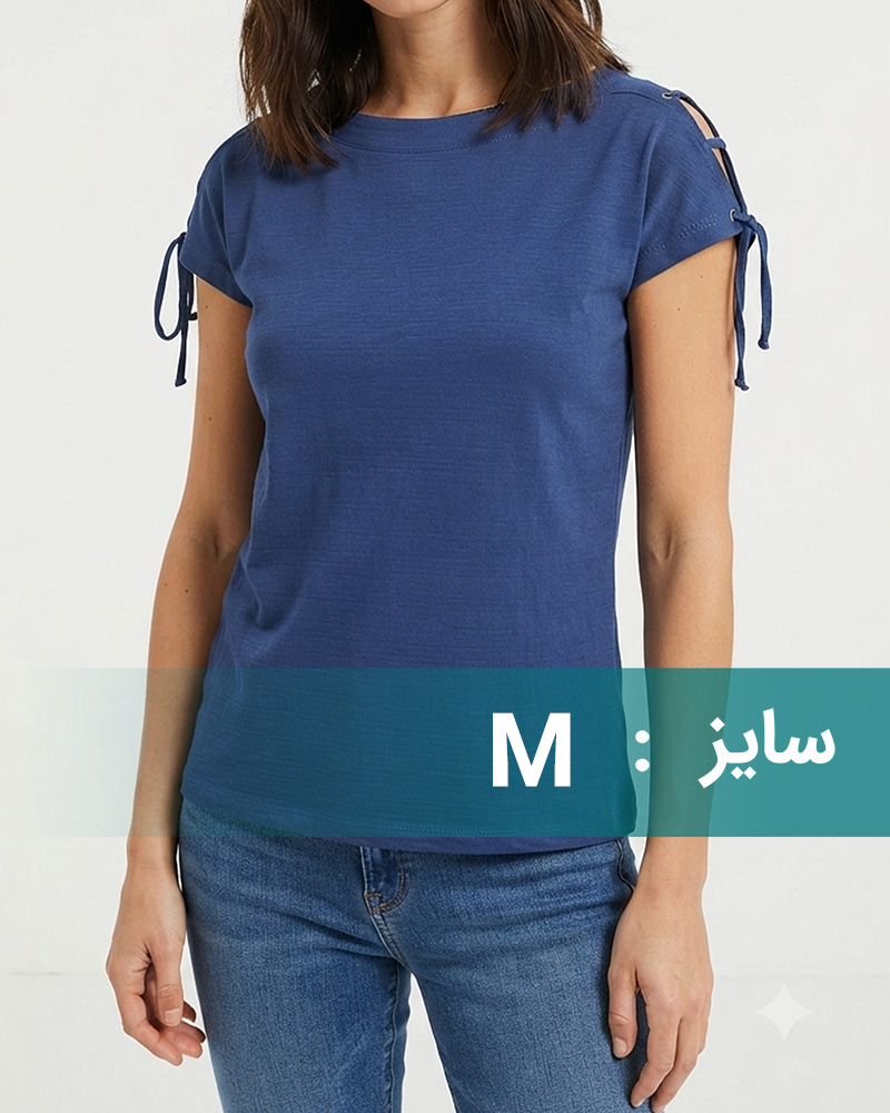 تیشرت نخی دخترانه 1397 - آبی نفتی