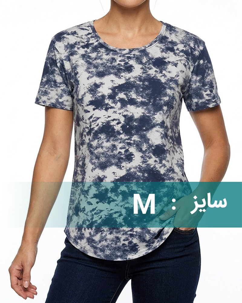 تیشرت طرح دار زنانه کیدی 1643 - سرمه‌ای تیره