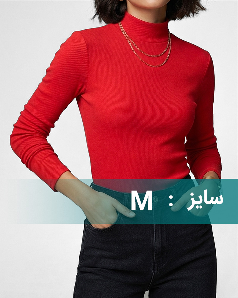 بلوز کشبافت زنانه ساده 2235 - قرمز