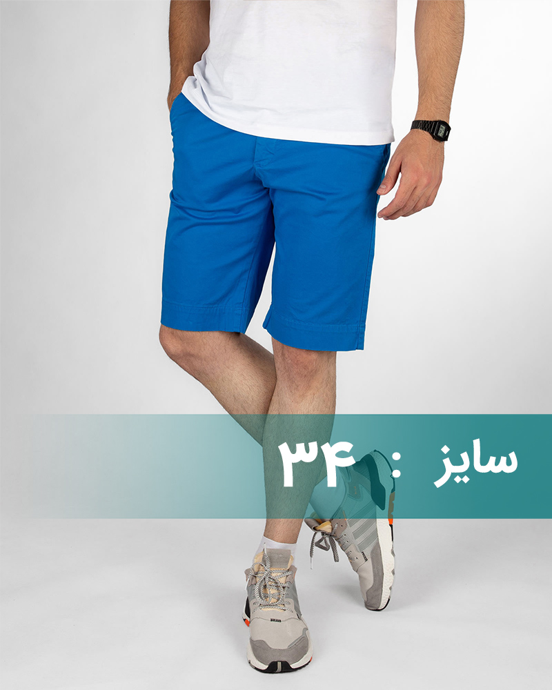 شلوارک کتان مردانه وادین کوک VK001 - آبى کاربنی