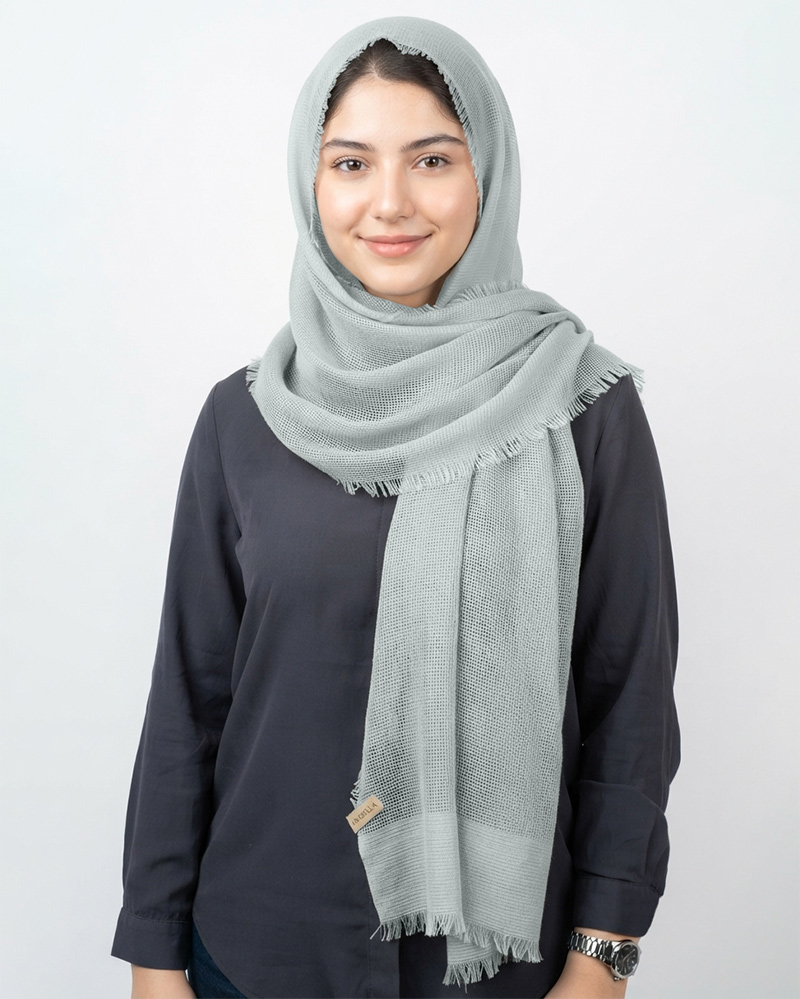 شال نخی حصیری دوتکه تابستانه زنانه 5955 - طوسی