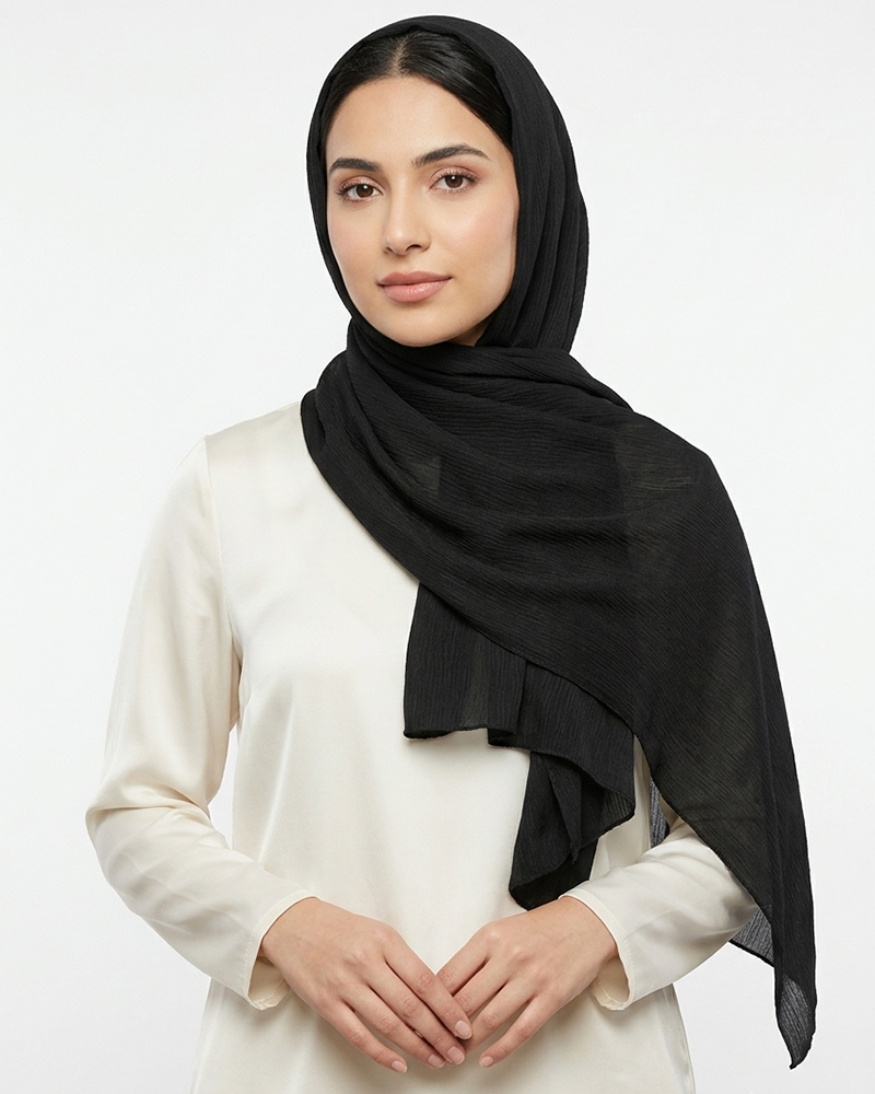 شال حریر نخ درختی زنانه 5959 - مشکی