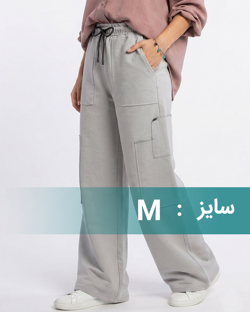 شلوار بگ زنانه گلکسی 2326 - طوسی