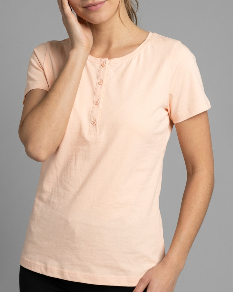 تیشرت ساده نخ پنبه زنانه 3710 - هلویی سیر