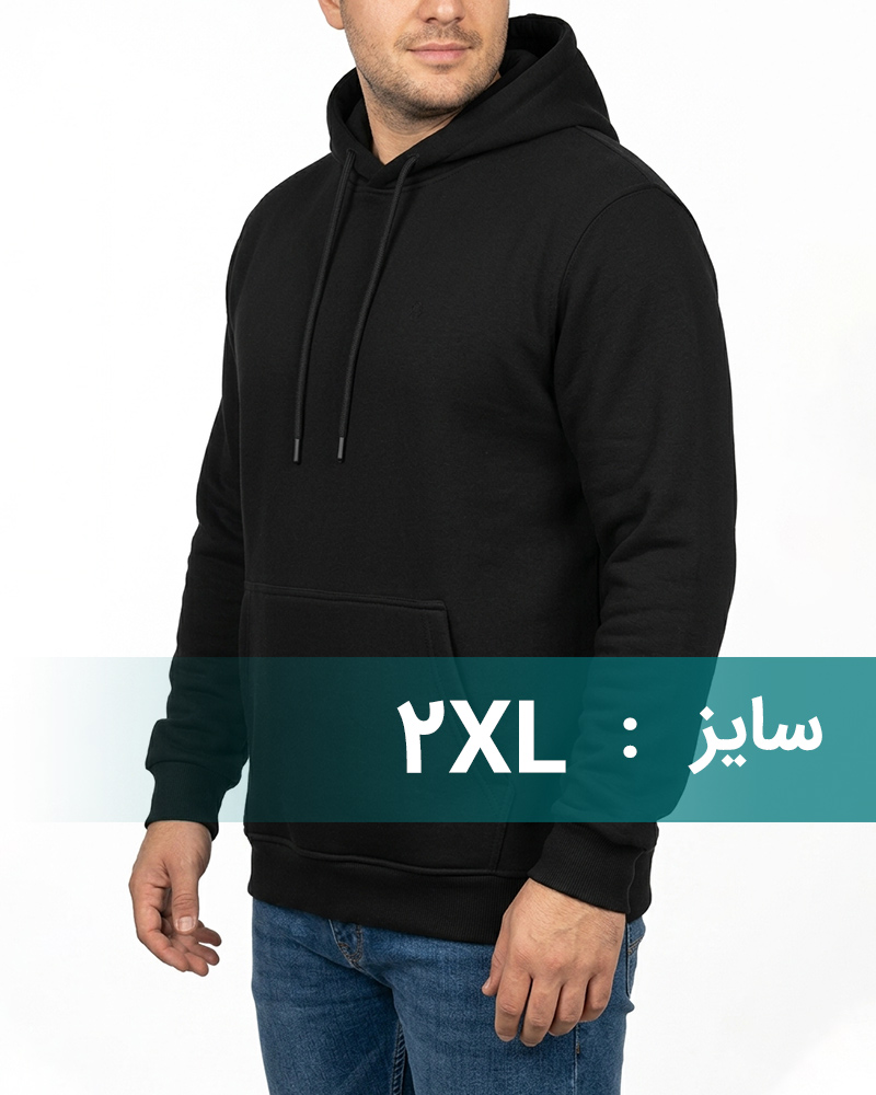 هودی دورس توکرکی سایز بزرگ مردانه جامه پوش آرا 4008 - مشکی