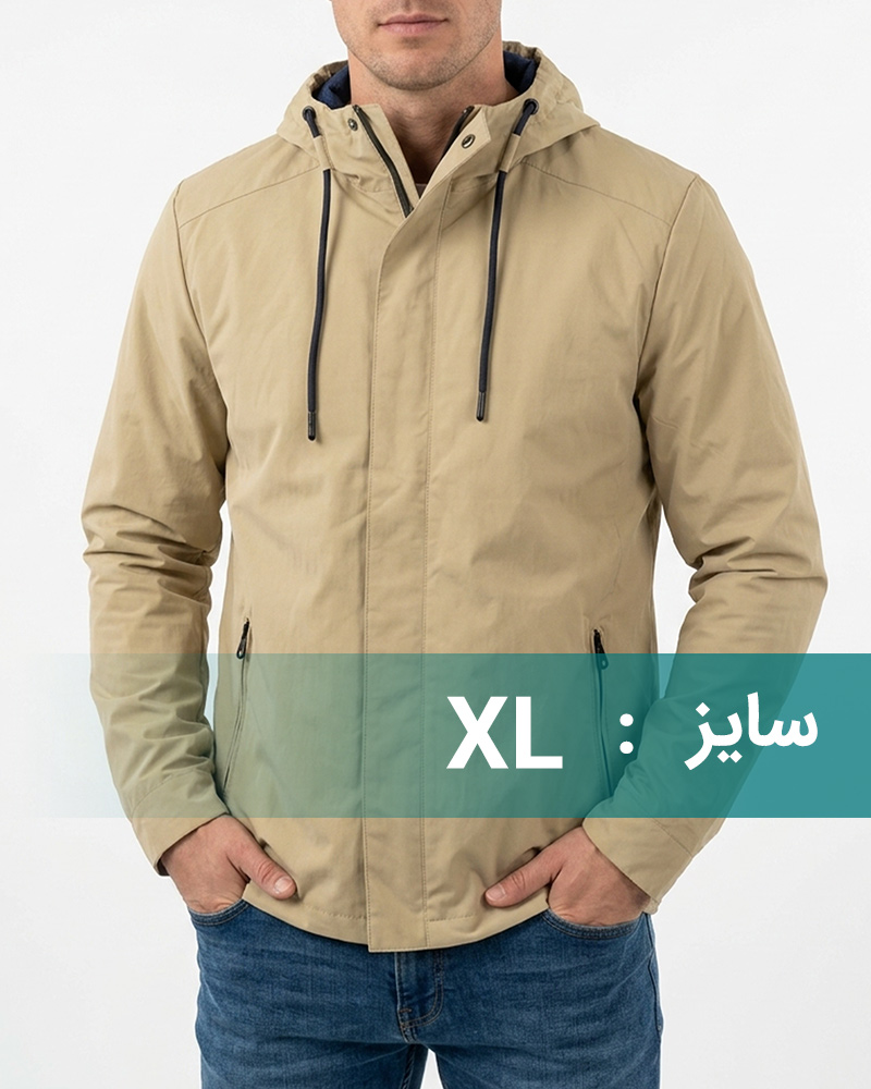 کاپشن بادگیر مردانه 6701 - خاکی